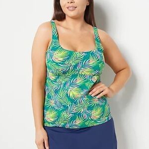 Lands' End Square-Neck Underwire Tankini Swimsuit Top